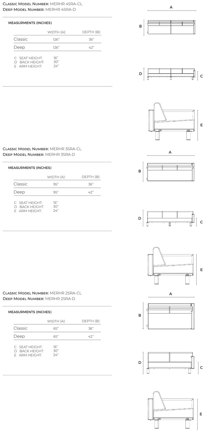 Modulo con bracciolo destro Horizon dimensioni